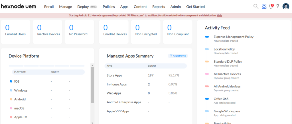 Hexnode UEM_Dashboard