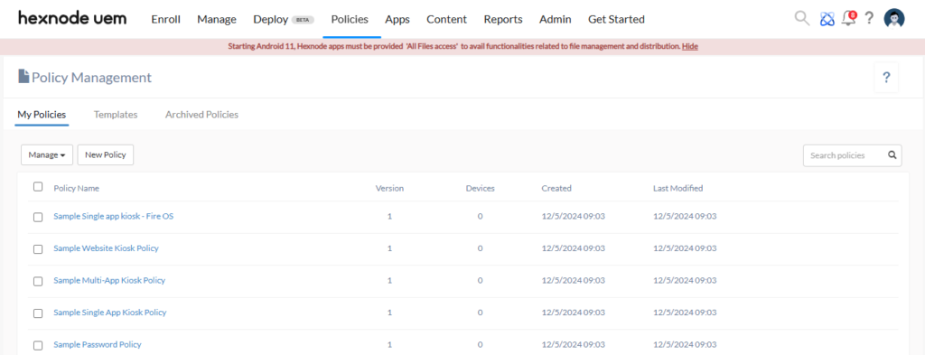 Hexnode UEM_Policies_TechTales